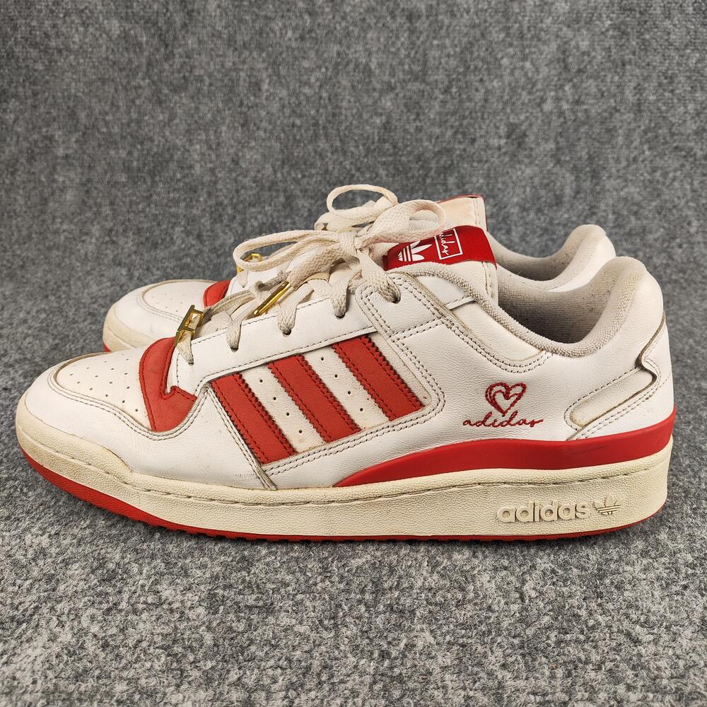 Adidas Shoes Mens Size 13 White Red Leather Low Top Originals Sneakers Heart